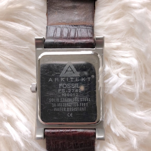 Fossil Arkitekt Solid Stainless Steel Watch with Brown Leather Strap - Picture 3 of 7